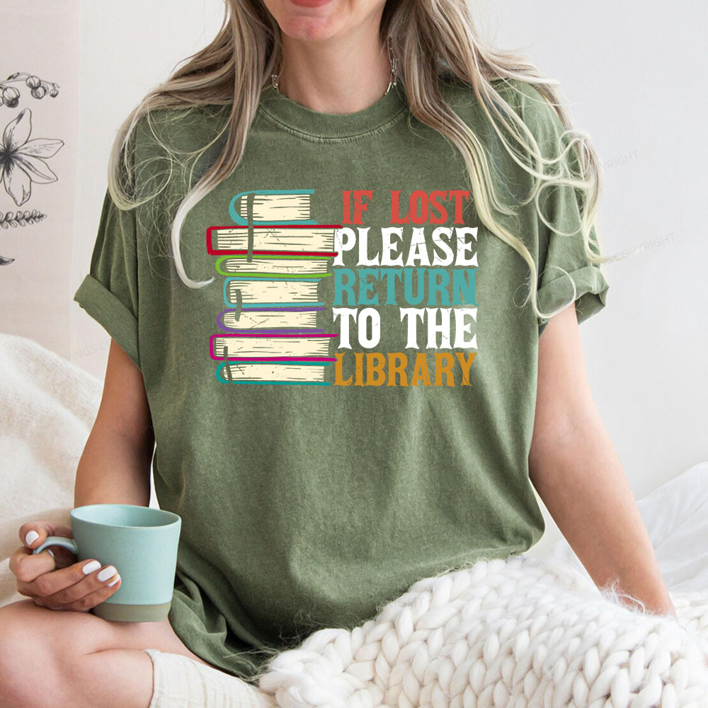 Pagewings If Lost Please Return To The Library Unisex Washed T-shirt