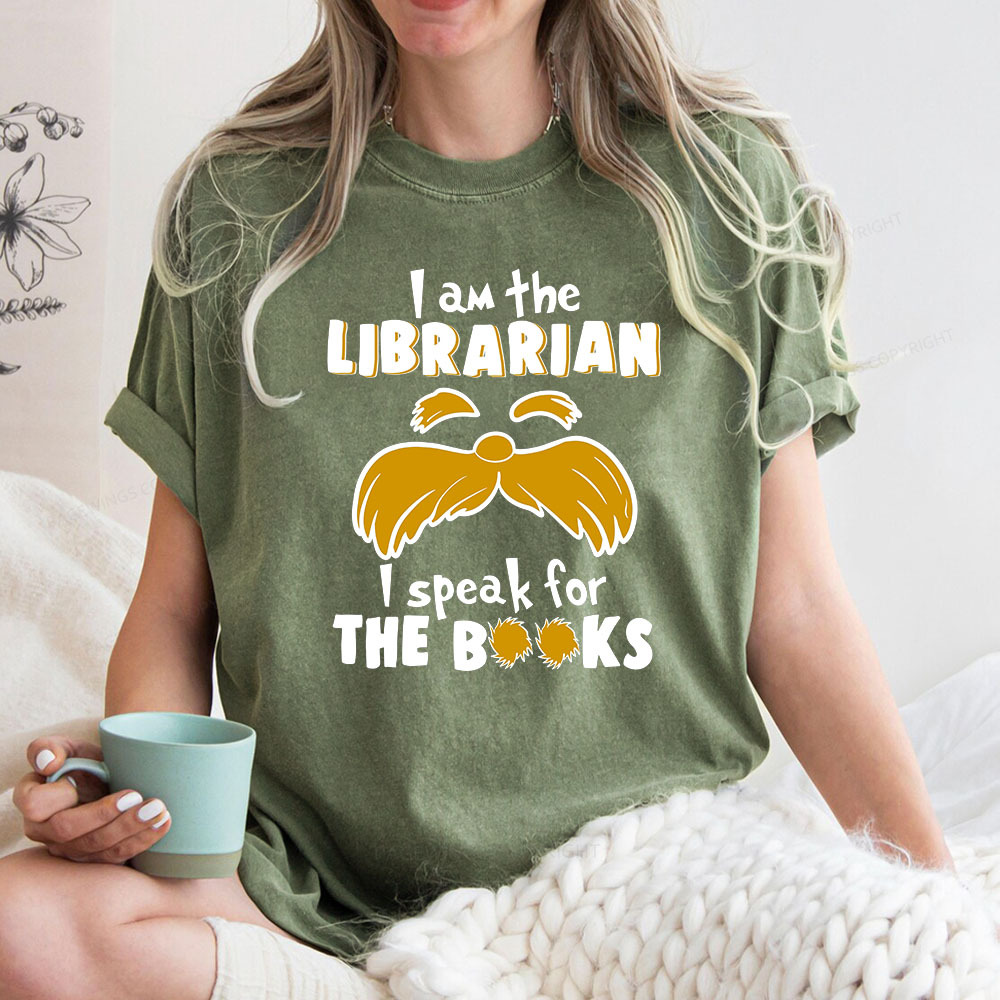 Pagewings I Am The Librarian I Speak For The Books Unisex Washed T-shirt