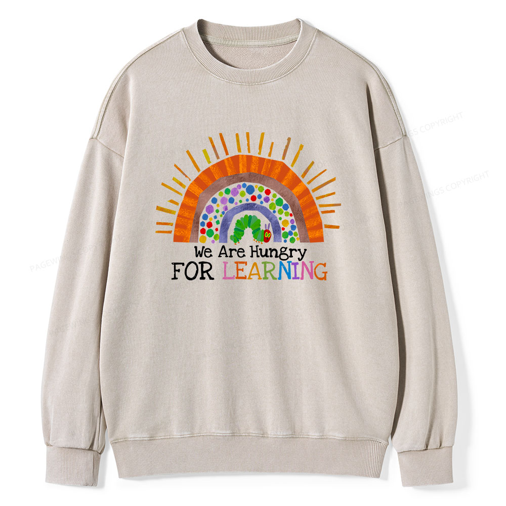 Pagewings We Are Hungry For Learning Unisex Washed Sweatshirt