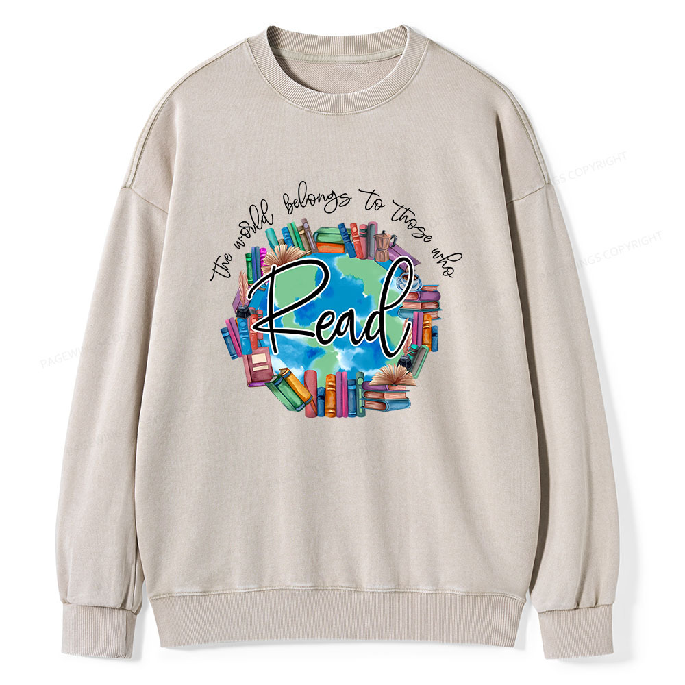Pagewings World Belongs to Those Who Read Unisex Washed Sweatshirt
