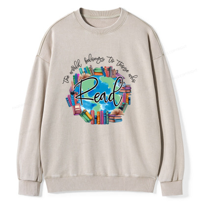 Pagewings World Belongs to Those Who Read Unisex Washed Sweatshirt