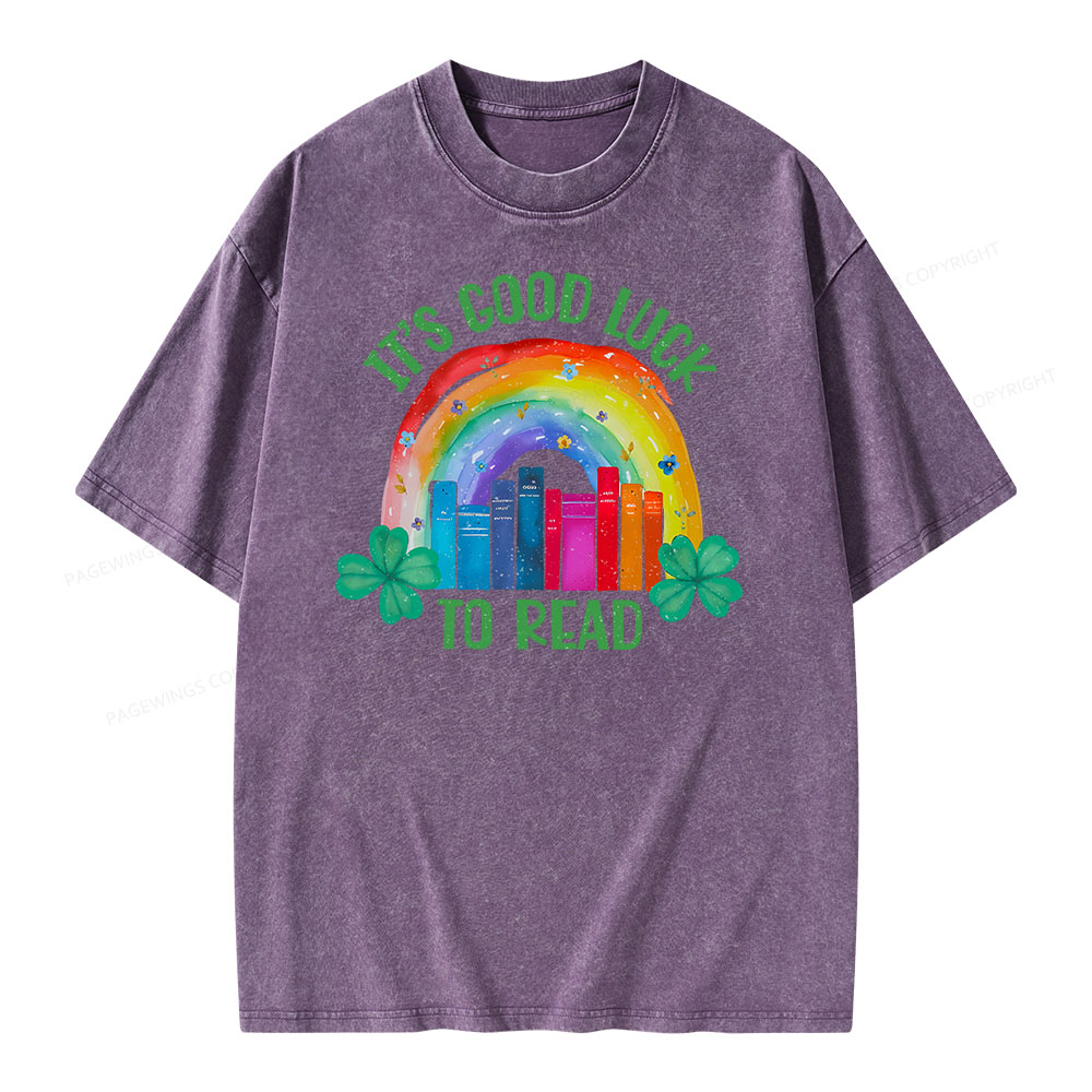 Pagewings It's Good Luck to Read Shirt, St. Patrick's Day Unisex Washed T-shirt