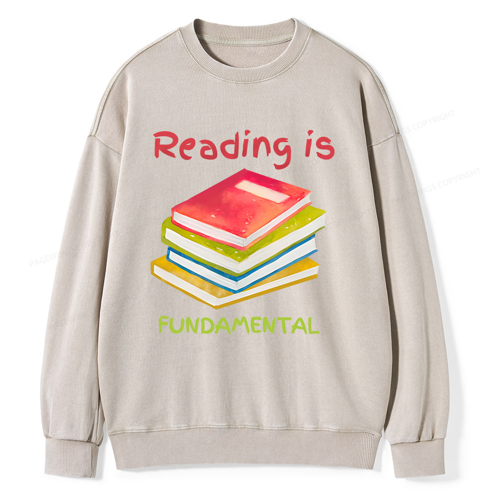 Pagewings Reading is Fundamental Unisex Washed Sweatshirt