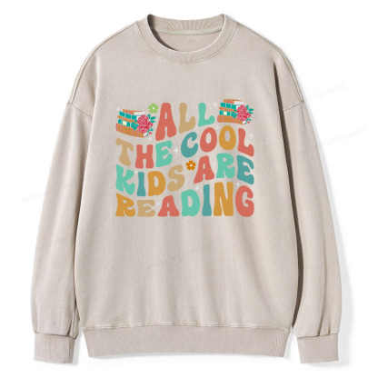 Pagewings All The Cool Kids Are Reading Unisex Washed Sweatshirt