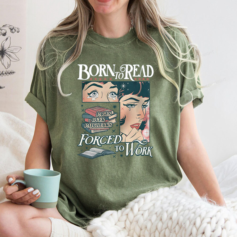 Pagewings Born To Read Bookish Comfor Unisex Washed T-shirt