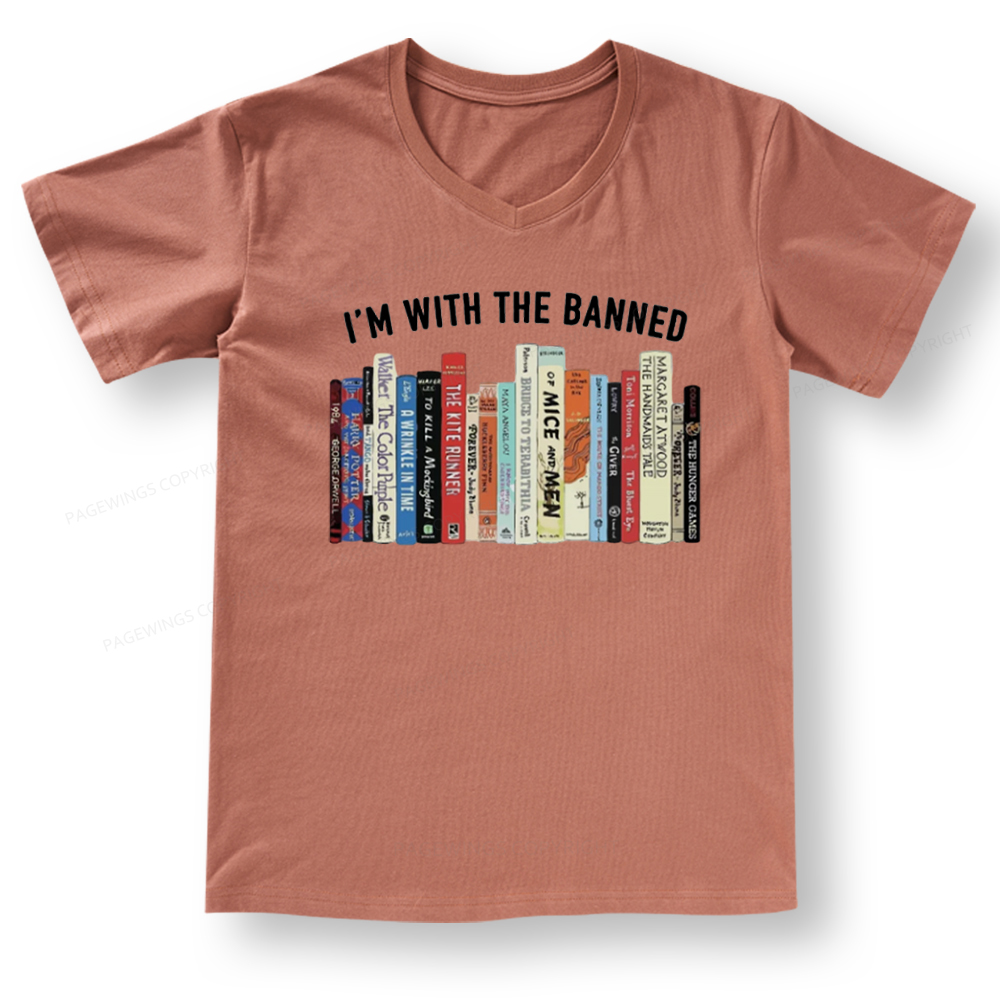 Pagewings I'm With The Banned Reading V-neck T-shirt