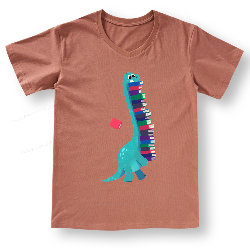 Pagewings Book Dinosaurs V-neck T-shirt