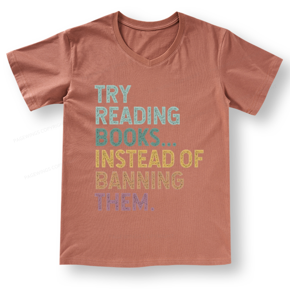 PagewingsTry Reading Books V-neck T-shirt 