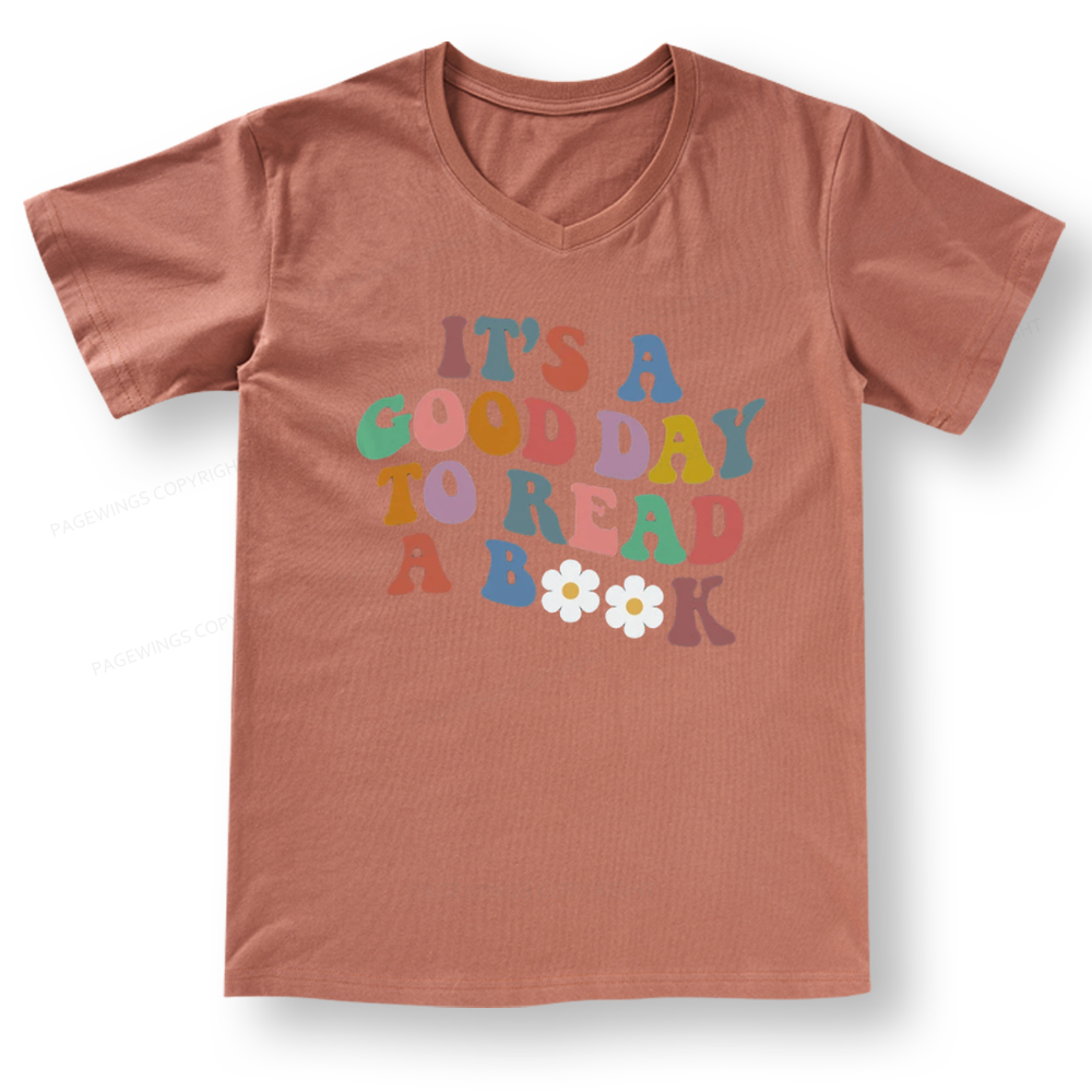 Pagewings It's A Good Day To Read A Book V-neck T-shirt