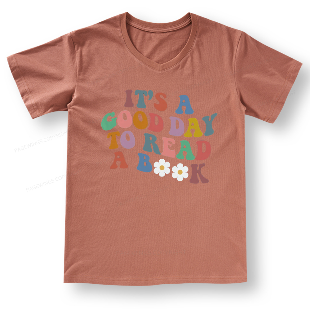 Pagewings It's A Good Day To Read A Book V-neck T-shirt