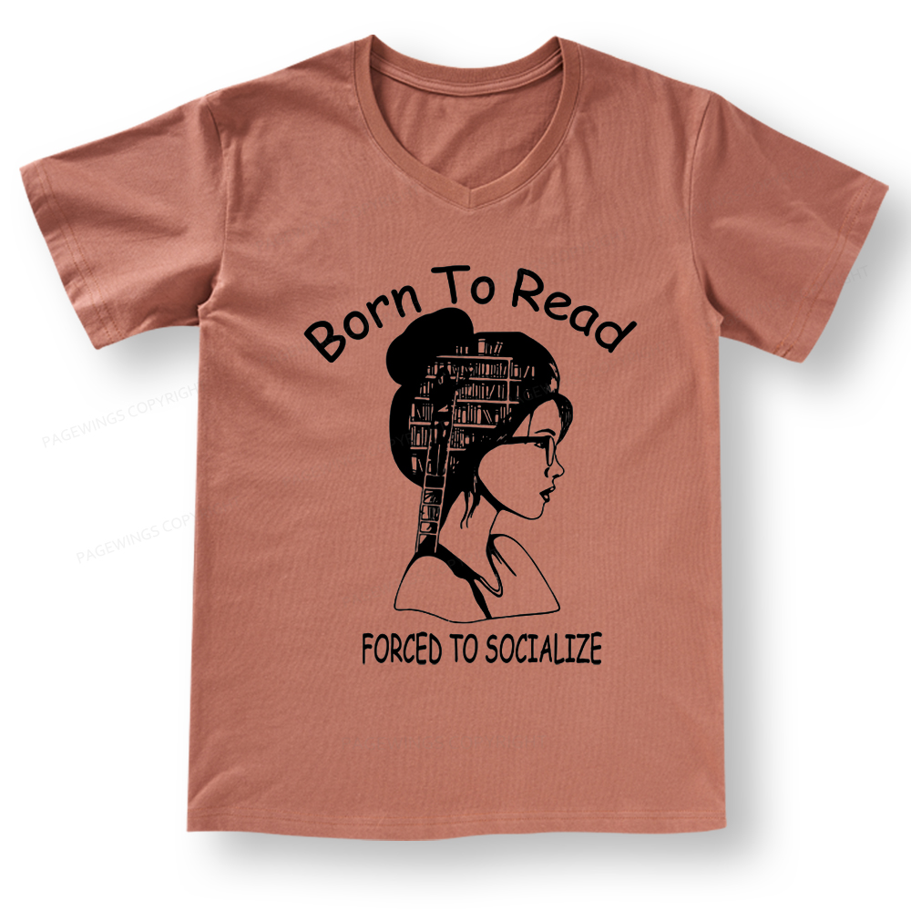 Pagewings Born To Read V-neck T-shirt