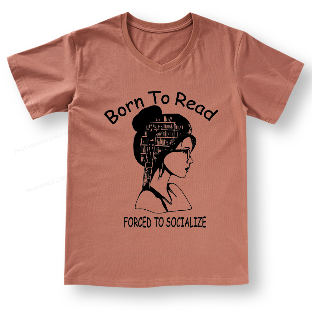 Pagewings Born To Read V-neck T-shirt