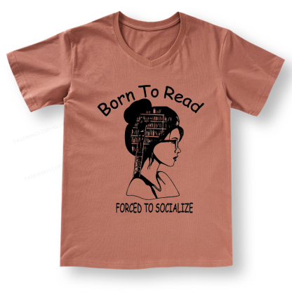 Pagewings Born To Read V-neck T-shirt