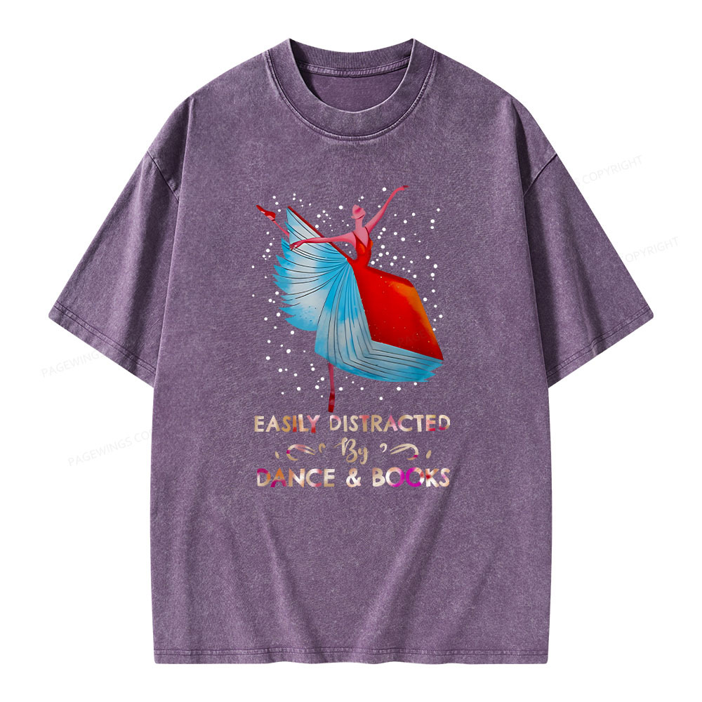 Pagewings Eaily Ditracted By Dance Book Unisex Washed T-shirt
