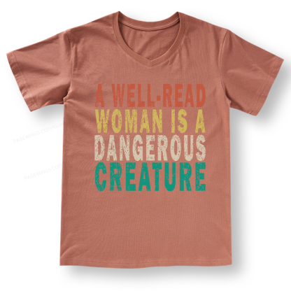 Pagewings A Well-Read Woman Is A Dangerous Creature V-neck T-shirt
