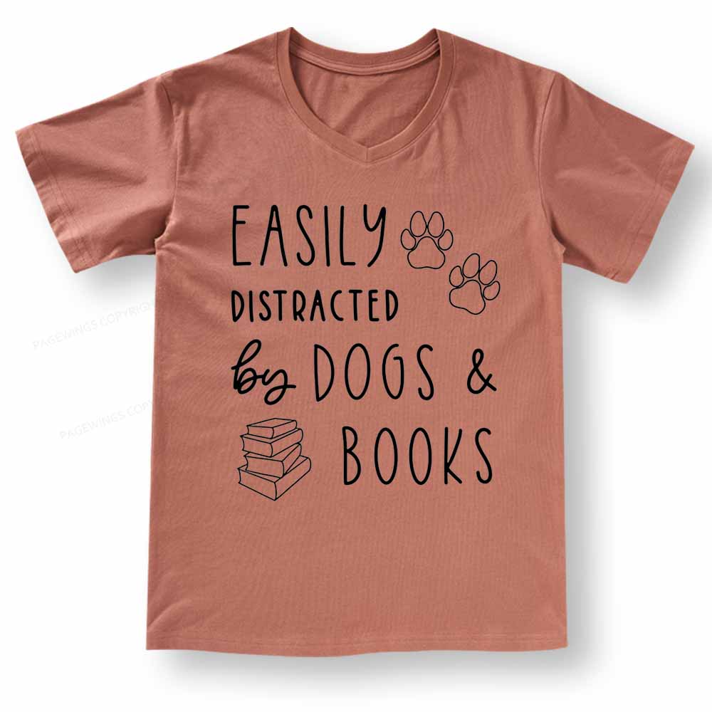 Pagewings Dogs And Books V-neck T-shirt