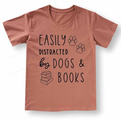 Pagewings Dogs And Books V-neck T-shirt