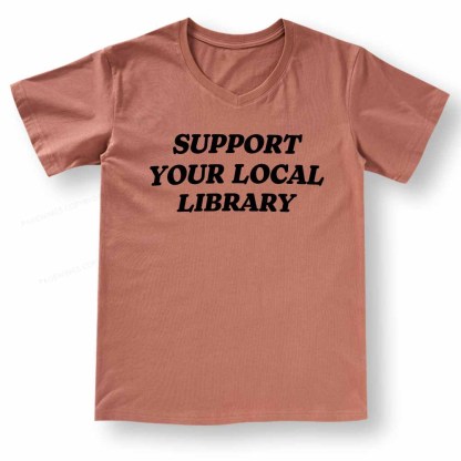 Pagewings Support Your Local Library V-neck T-shirt