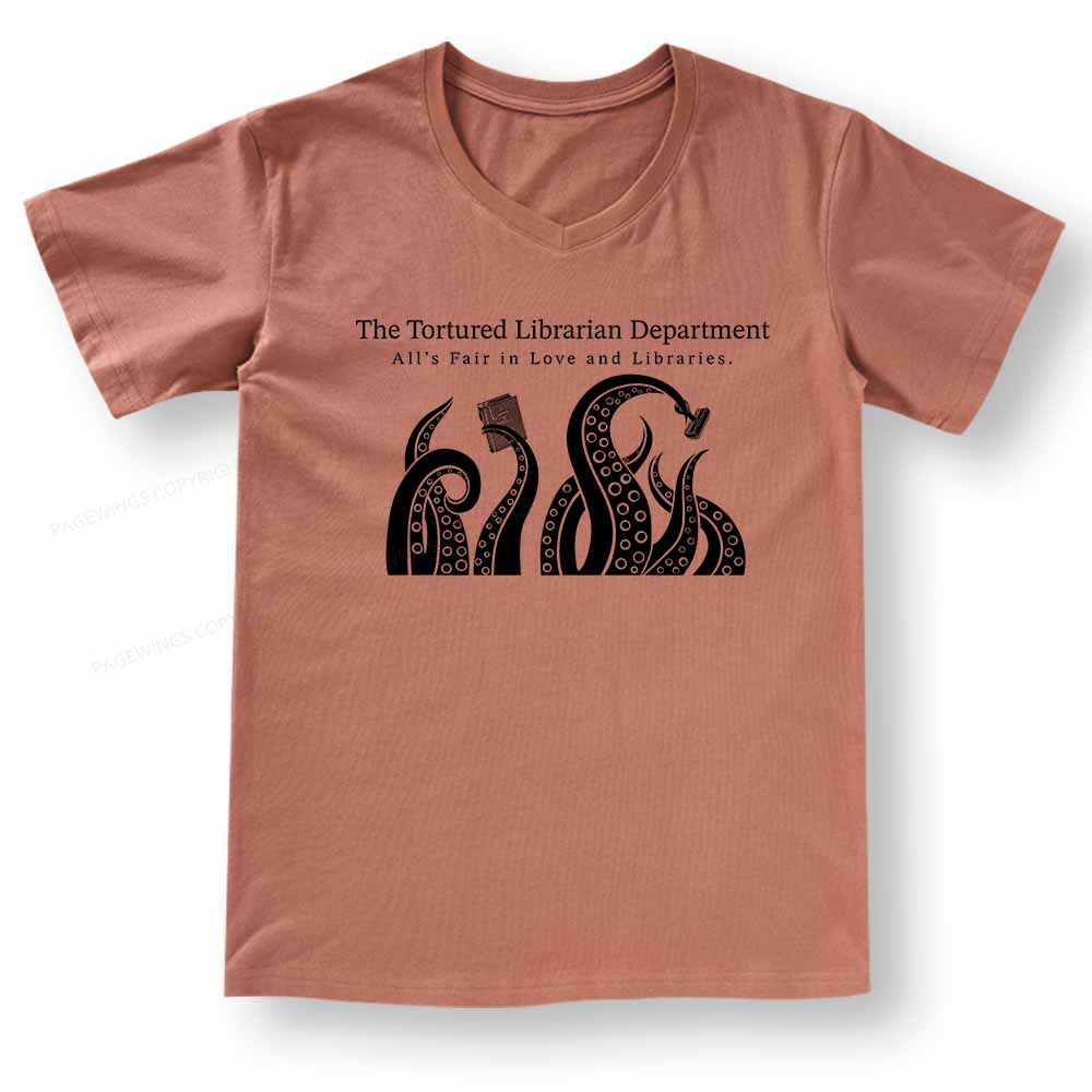 Pagewings The Tortured Librarian Department V-neck T-shirt 