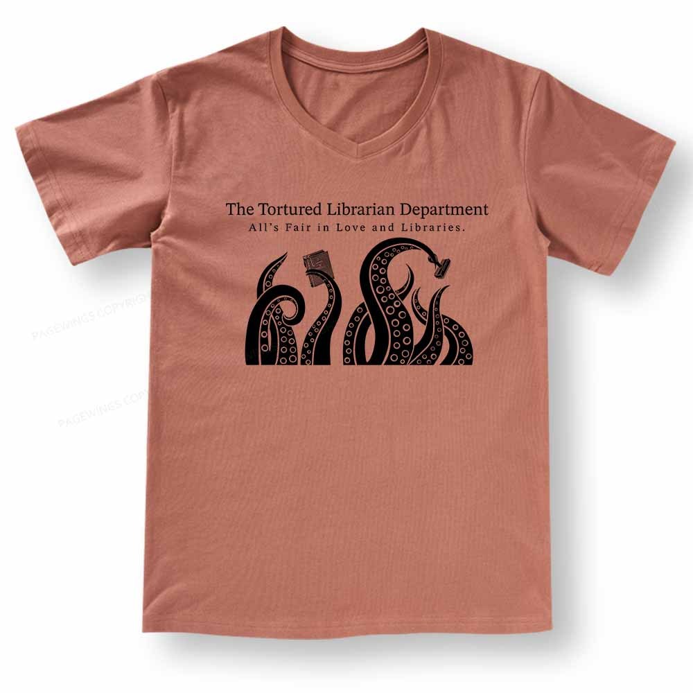 Pagewings The Tortured Librarian Department V-neck T-shirt
