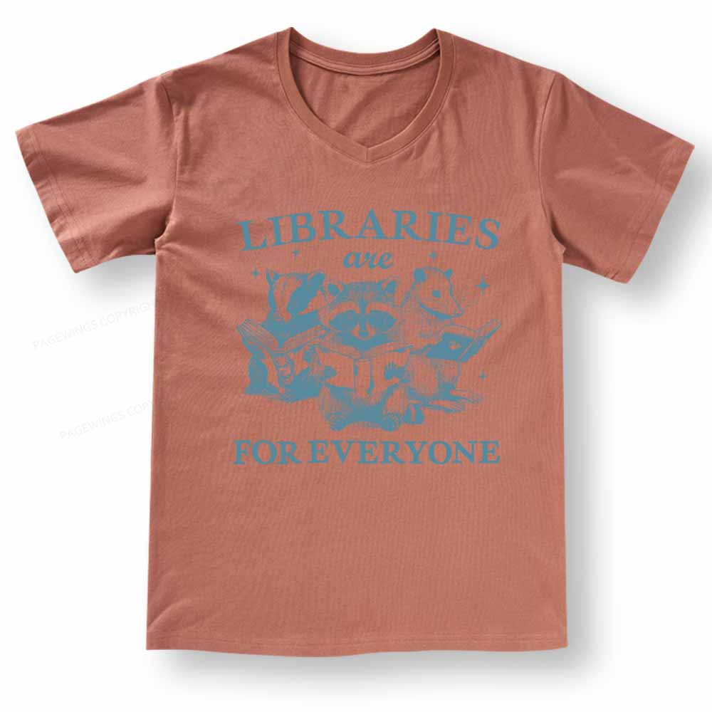 Pagewings Libraries Are For Everyone V-neck T-shirt