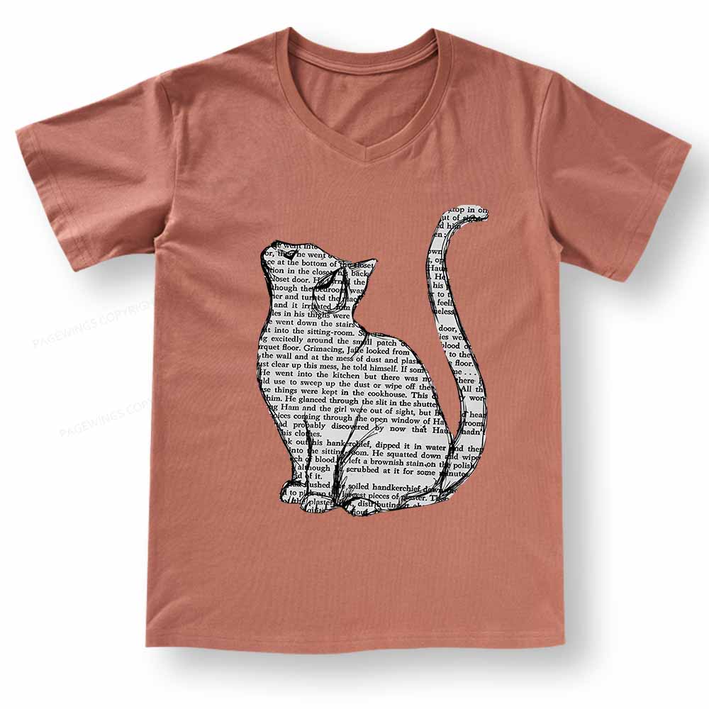Pagewings Lots Of Books And Cute Cats V-neck T-shirt