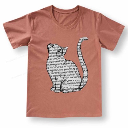 Pagewings Lots Of Books And Cute Cats V-neck T-shirt