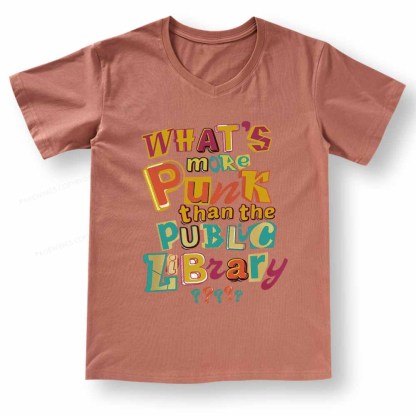 Pagewings What’s More Punk Than The Public Library V-neck T-shirt