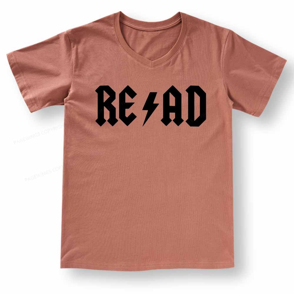 Pagewings Read Back In The Library "rock And Roll" V-neck T-shirt