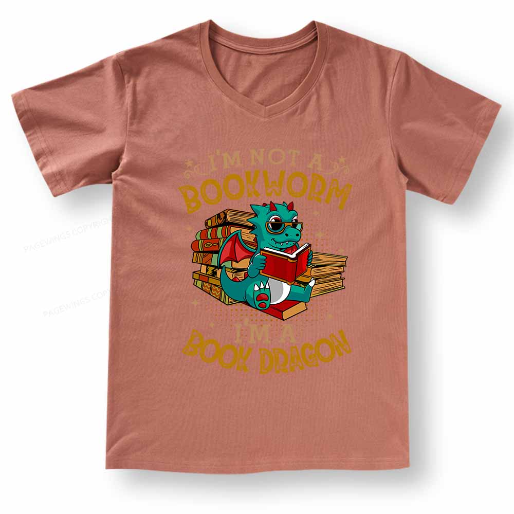 Pagewings Book Dragon V-neck T-shirt