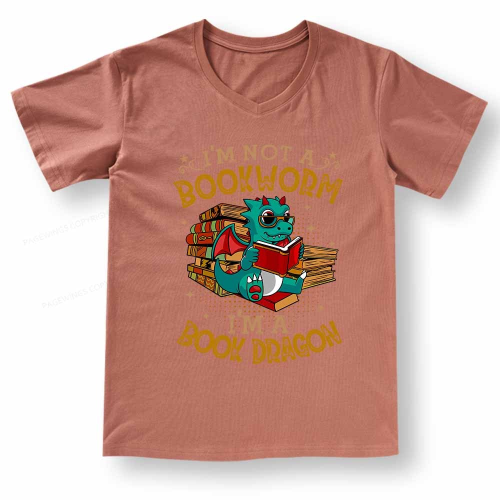 Pagewings Book Dragon V-neck T-shirt