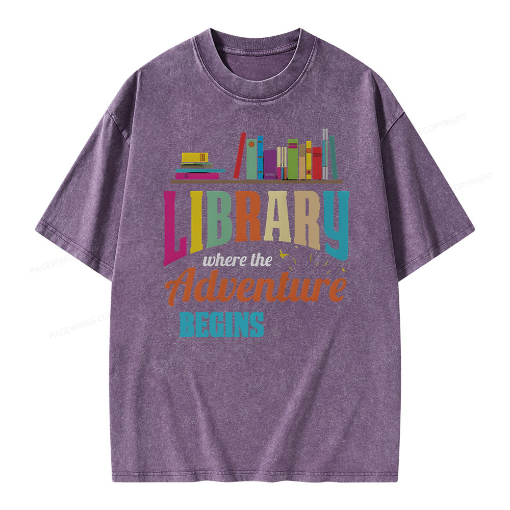 Pagewings Library Fan - book lovers Librarian Reader T-Shirt Unisex Washed T-shirt