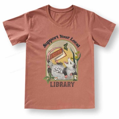 Pagewings Library Readers Make Leaders Jersey Short Sleeve Tee V-neck T-shirt 