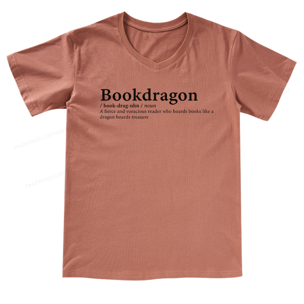 Pagewings Bookdragon: Journey Through Words book lover V-neck T-shirt