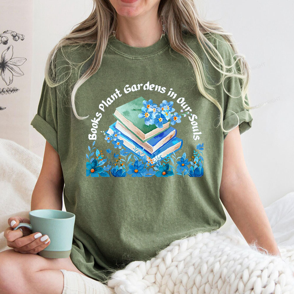 Pagewings Books Plant Gardens In Our Souls Unisex Washed T-shirt