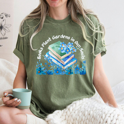 Pagewings Books Plant Gardens In Our Souls Unisex Washed T-shirt