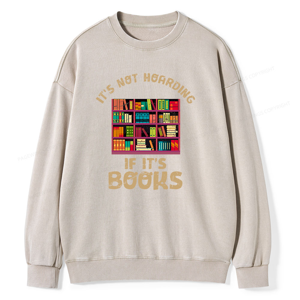 Pagewings Bookshelf Set Of Stacks Of Books Stock Unisex Washed Sweatshirt
