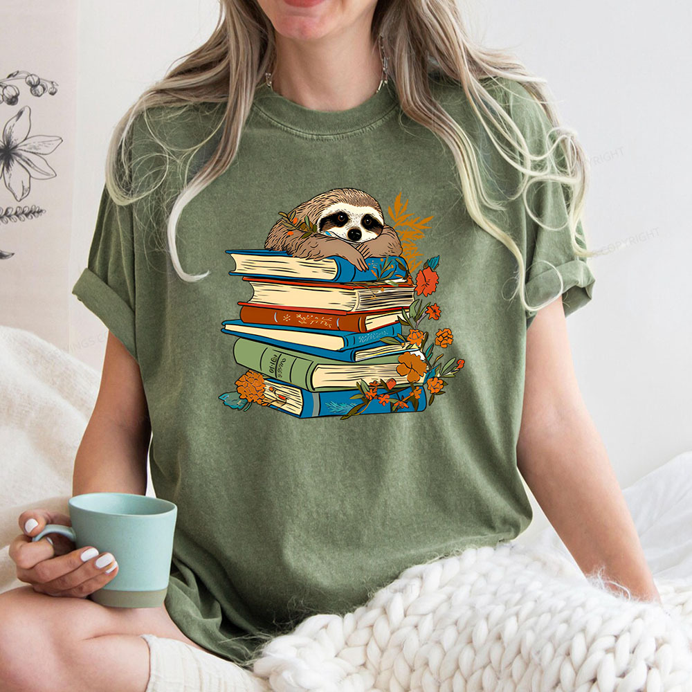Pagewings Sloth And Stories Unisex Washed T-shirt