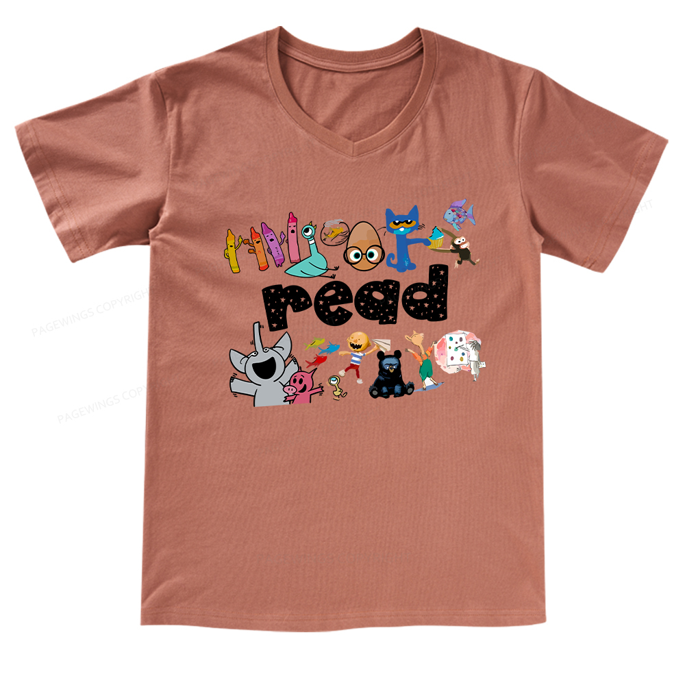 Pagewings Reading Bookish V-neck T-shirt