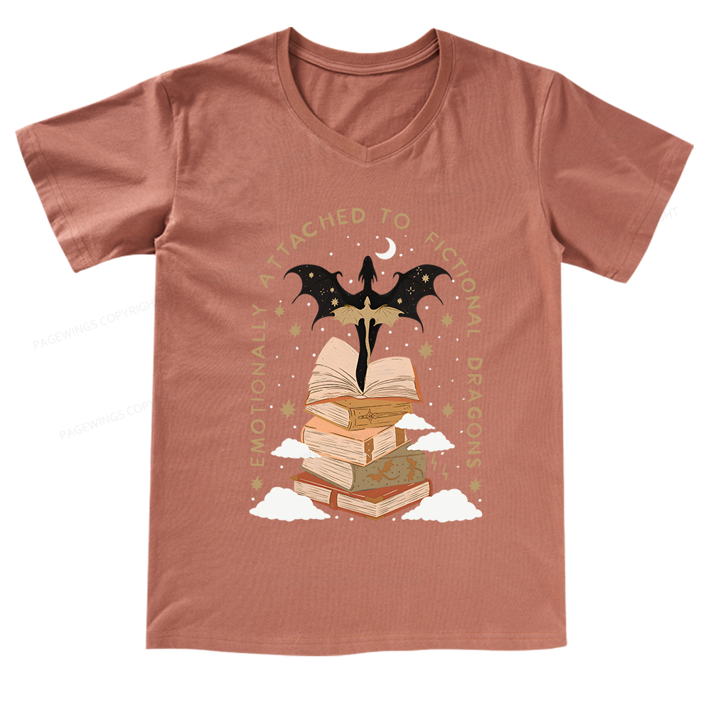 Pagewings Fantasy Romance Reader Gift Romantacy V-neck T-shirt