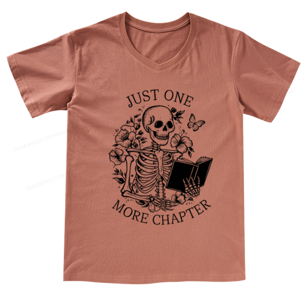 Pagewings One More Chapter Skeleton V-neck T-shirt