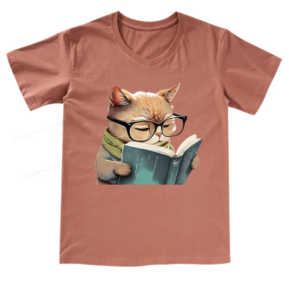Pagewings Animals Reading Books V-neck T-shirt