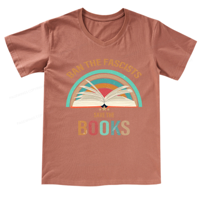 Pagewings Ban The Fascists Save The Book V-neck T-shirt 