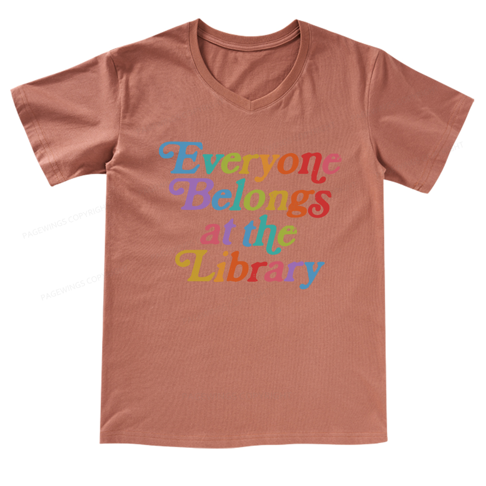 Pagewings Everyone belongs at the library V-neck T-shirt