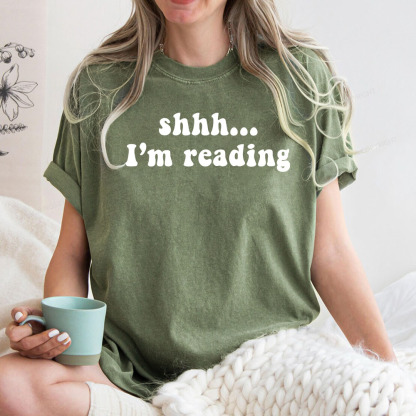 Pagewings Shhh I'm Reading Unisex Washed T-shirt