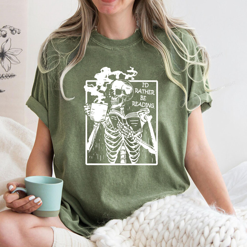 Pagewings I’d Rather Be Reading Unisex Washed T-shirt