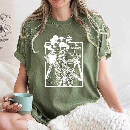 Pagewings I’d Rather Be Reading Unisex Washed T-shirt