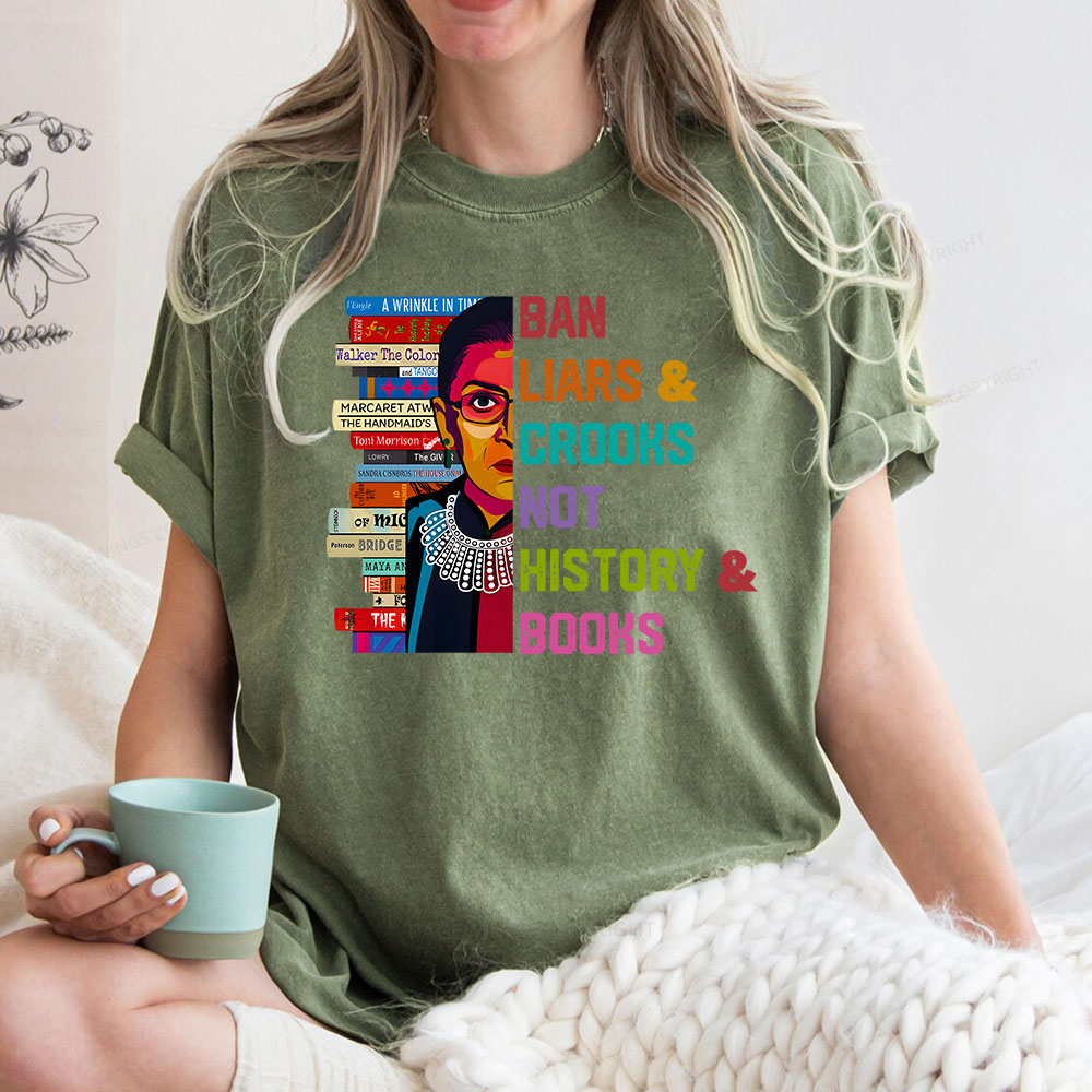Pagewings Ban Liars and Crooks Not History and Books Unisex Washed T-shirt