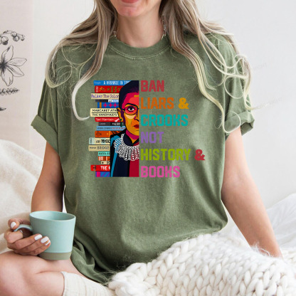 Pagewings Ban Liars and Crooks Not History and Books Unisex Washed T-shirt