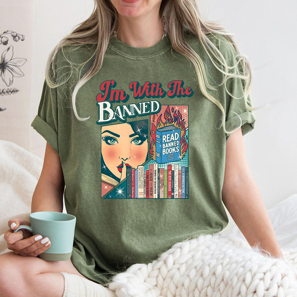 Pagewings I’m With the Banned Unisex Washed T-shirt